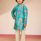 Blue Polyester Lurex Blend Navratri Boys Kurta Set