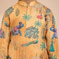 Yellow Polyester Lurex Blend Navratri Boys Kurta Set