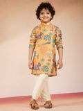 Yellow Polyester Lurex Blend Navratri Boys Kurta Set