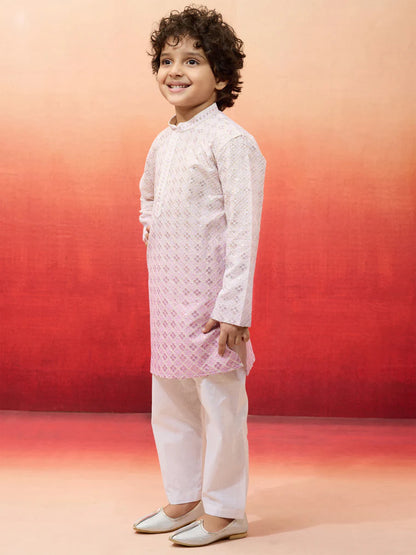 Onion Cotton Blend Navratri Boys Kurta Set