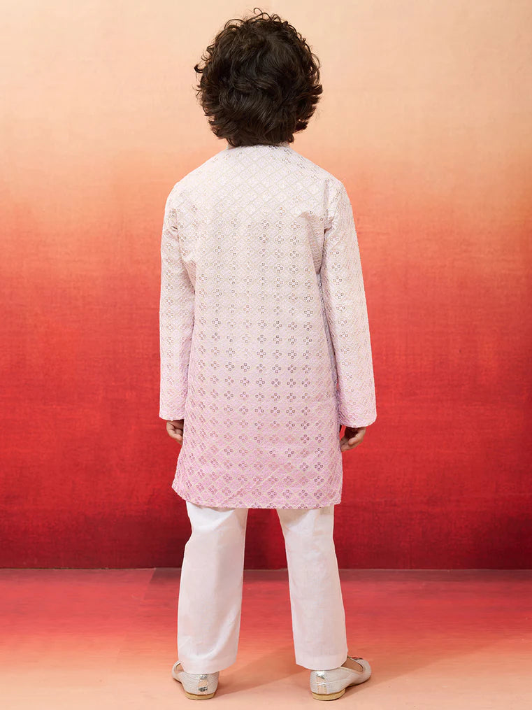 Onion Cotton Blend Navratri Boys Kurta Set