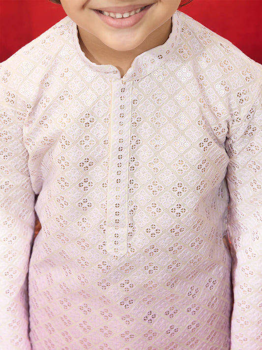 Onion Cotton Blend Navratri Boys Kurta Set
