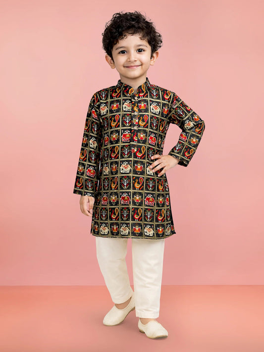 Green Rayon Wedding Boys Kurta Set