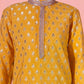 Yellow Silk Blend Diwali Boys Kurta Set