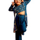 Turquoise Georgette Wedding Wear Girls Ethnic Set
