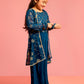 Turquoise Georgette Wedding Wear Girls Ethnic Set