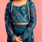 Turquoise Georgette Wedding Wear Girls Ethnic Set