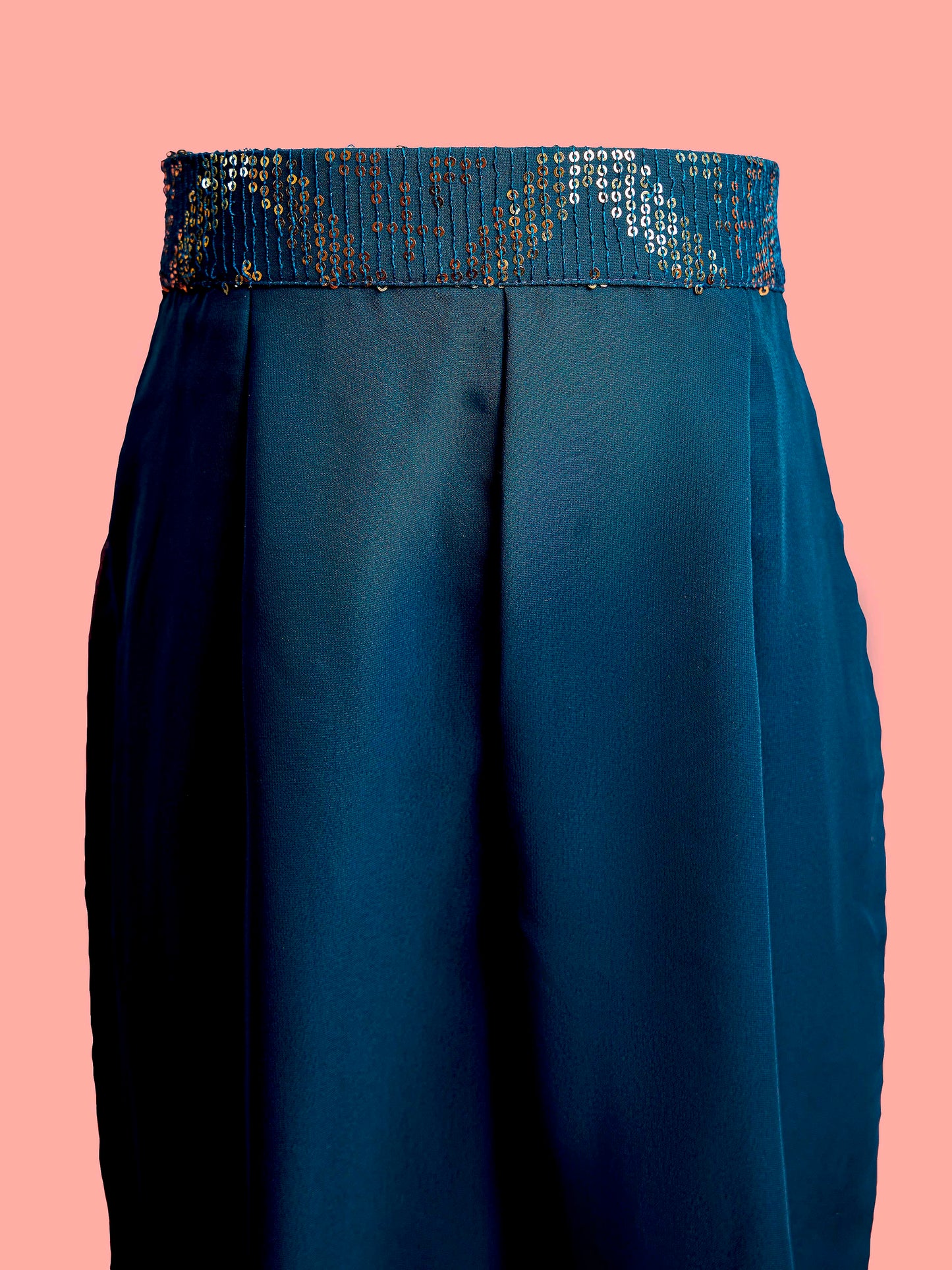 Turquoise Georgette Wedding Wear Girls Ethnic Set