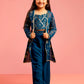 Turquoise Georgette Wedding Wear Girls Ethnic Set