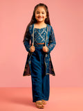 Turquoise Georgette Wedding Wear Girls Ethnic Set