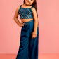 Turquoise Georgette Wedding Wear Girls Ethnic Set