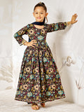 Multicolor Cotton Wedding Wear Girls Anarkali Set Pyjama