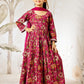 Multicolor Cotton Wedding Wear Girls Anarkali Set