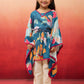 Blue Cotton Muslin Navratri Wear Girls Kurta Set