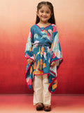 Blue Cotton Muslin Navratri Wear Girls Kurta Set