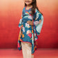 Blue Cotton Muslin Navratri Wear Girls Kurta Set