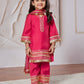 Pink Silk Blend Wedding Wear Girls Kurta Set