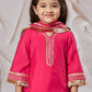 Pink Silk Blend Wedding Wear Girls Kurta Set
