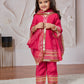 Pink Silk Blend Wedding Wear Girls Kurta Set