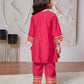 Pink Silk Blend Wedding Wear Girls Kurta Set