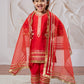 Red Silk Blend Wedding Wear Girls Kurta Set