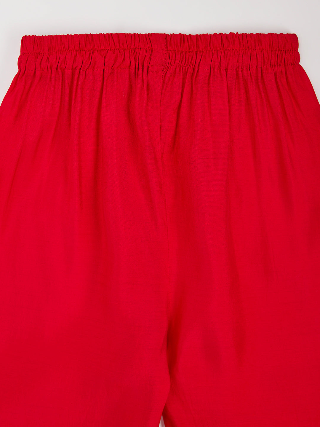 Red Silk Blend Wedding Wear Girls Kurta Set