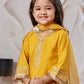 Yellow Silk Blend Wedding Wear Girls Kurta Set