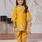 Yellow Silk Blend Wedding Wear Girls Kurta Set