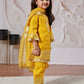 Yellow Silk Blend Wedding Wear Girls Kurta Set