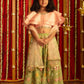 Girl's' Green And Pink Georgette Lehenga Set