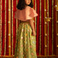 Girl's' Green And Pink Georgette Lehenga Set