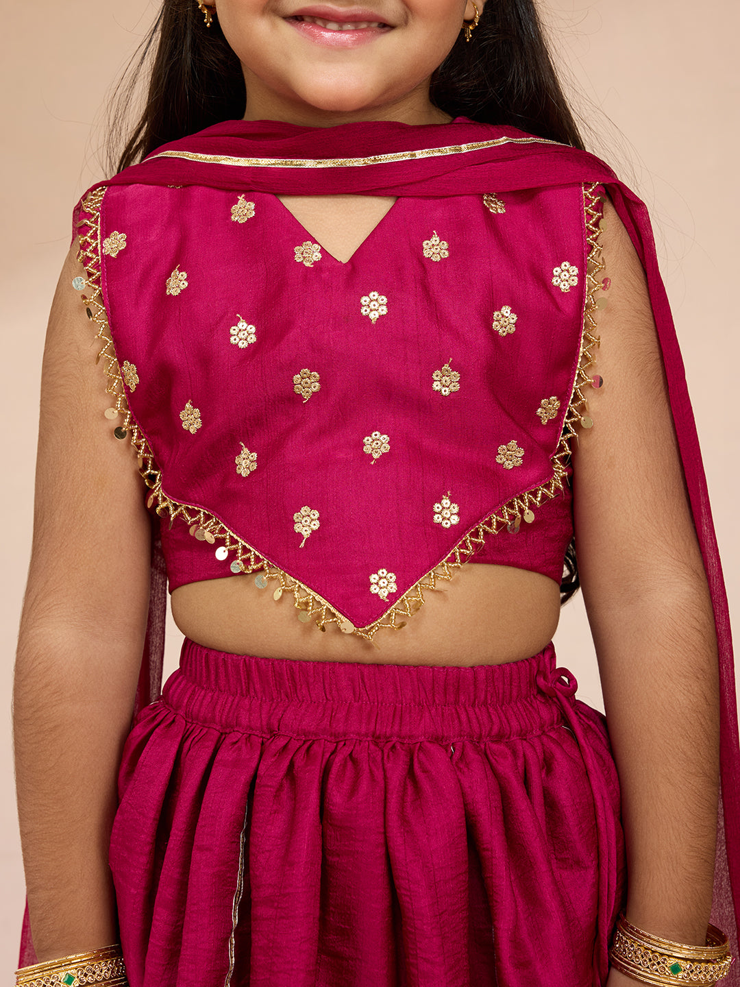 Rani Satin Wedding Wear Girls Lehenga Choli Set