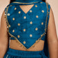 Turquoise Satin Wedding Wear Girls Lehenga Choli Set