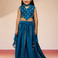 Turquoise Satin Wedding Wear Girls Lehenga Choli Set