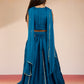 Turquoise Satin Wedding Wear Girls Lehenga Choli Set