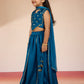 Turquoise Satin Wedding Wear Girls Lehenga Choli Set