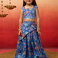 Blue Organza Wedding Wear Girls Lehenga Choli Set