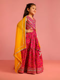Pink Cambric Cotton Wedding Wear Girls Lehenga Choli Set