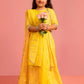Yellow Cambric Cotton Wedding Wear Girls Lehenga Choli Set