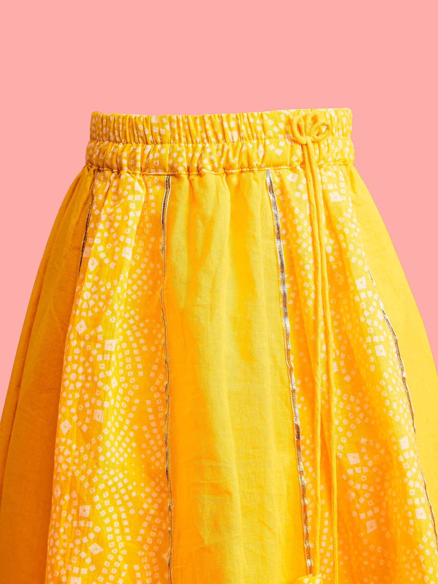 Yellow Cambric Cotton Wedding Wear Girls Lehenga Choli Set