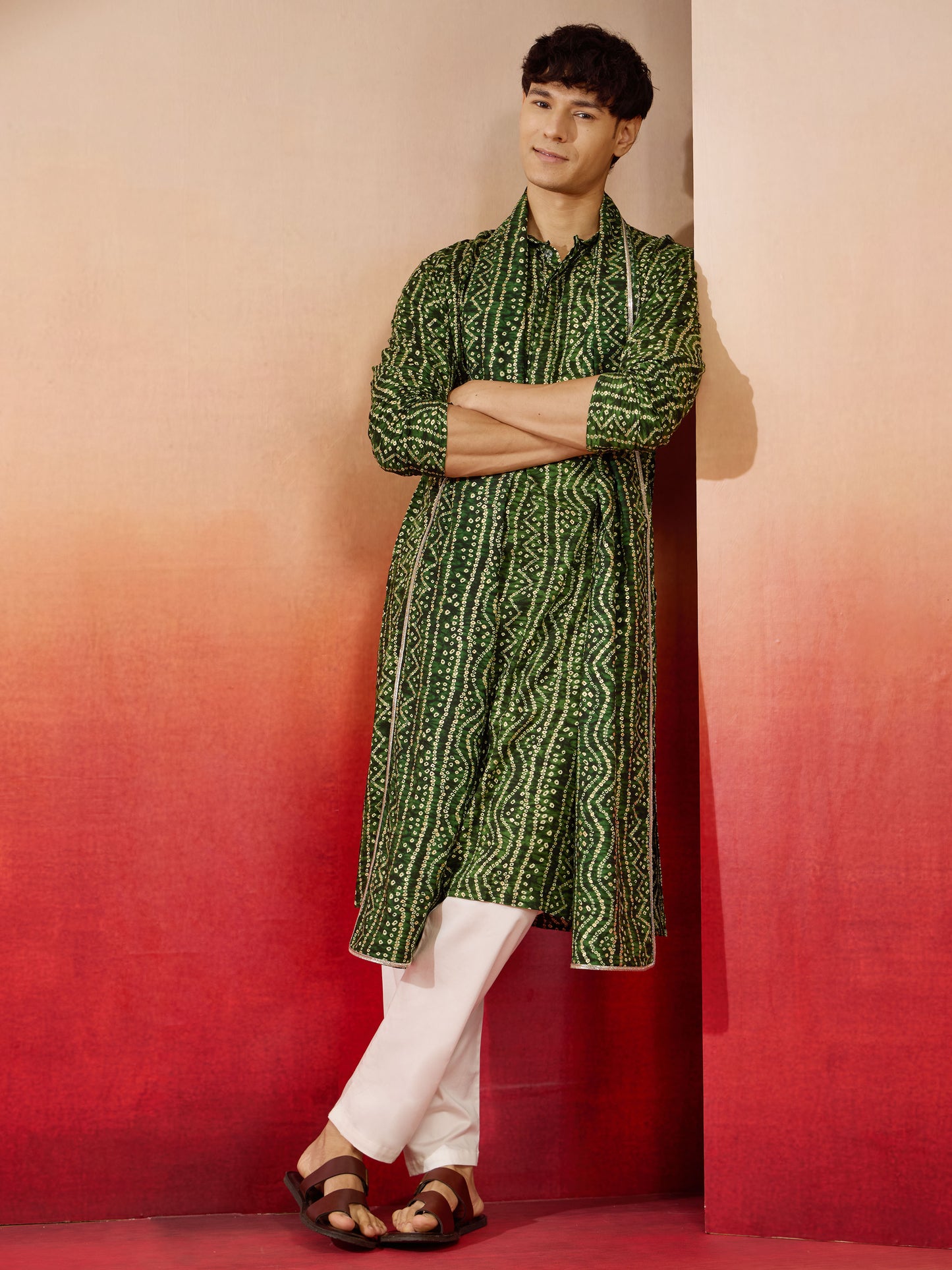 Green Rayon Festival Men's Dupatta