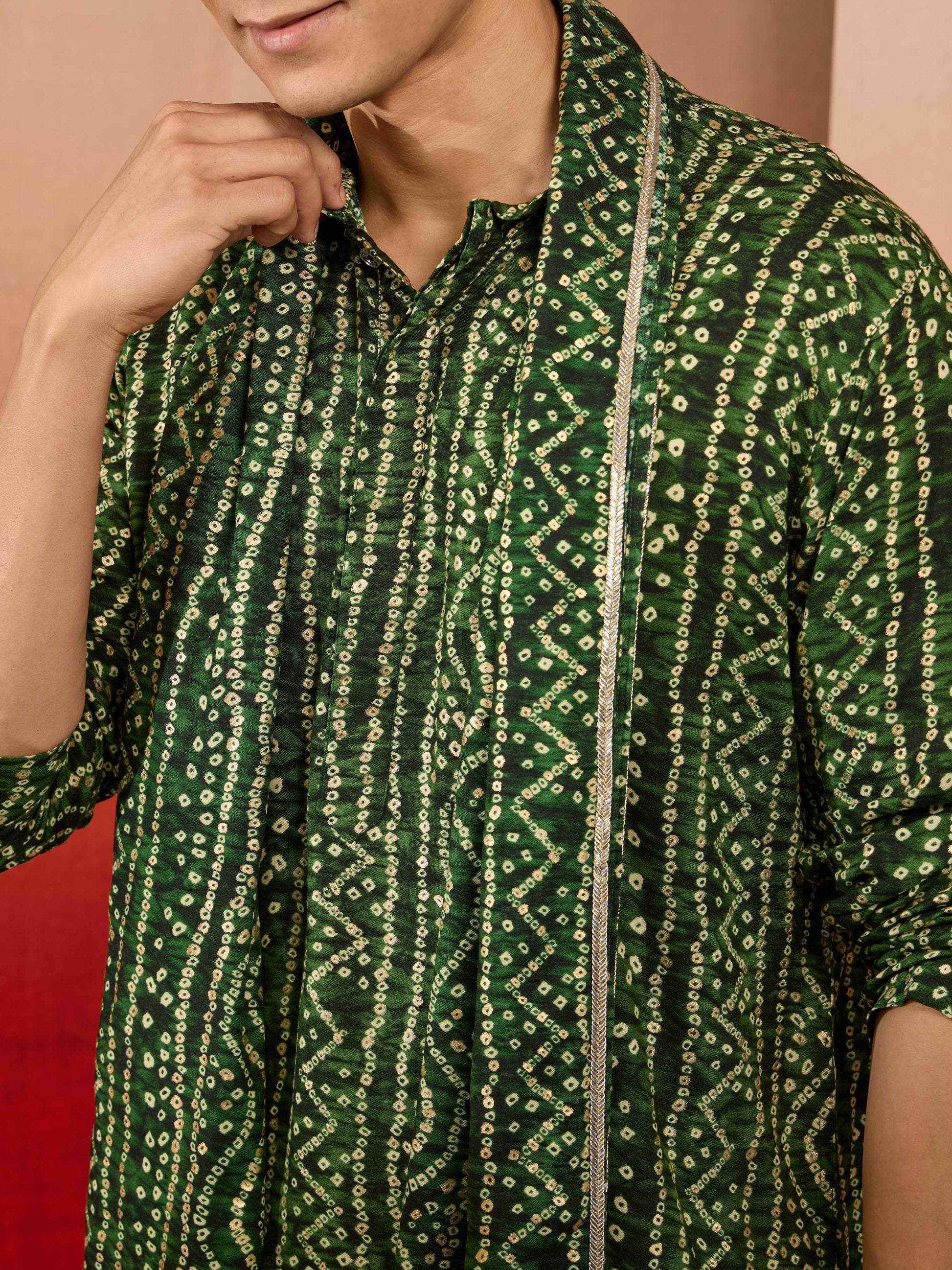 Green Rayon Festival Men's Dupatta