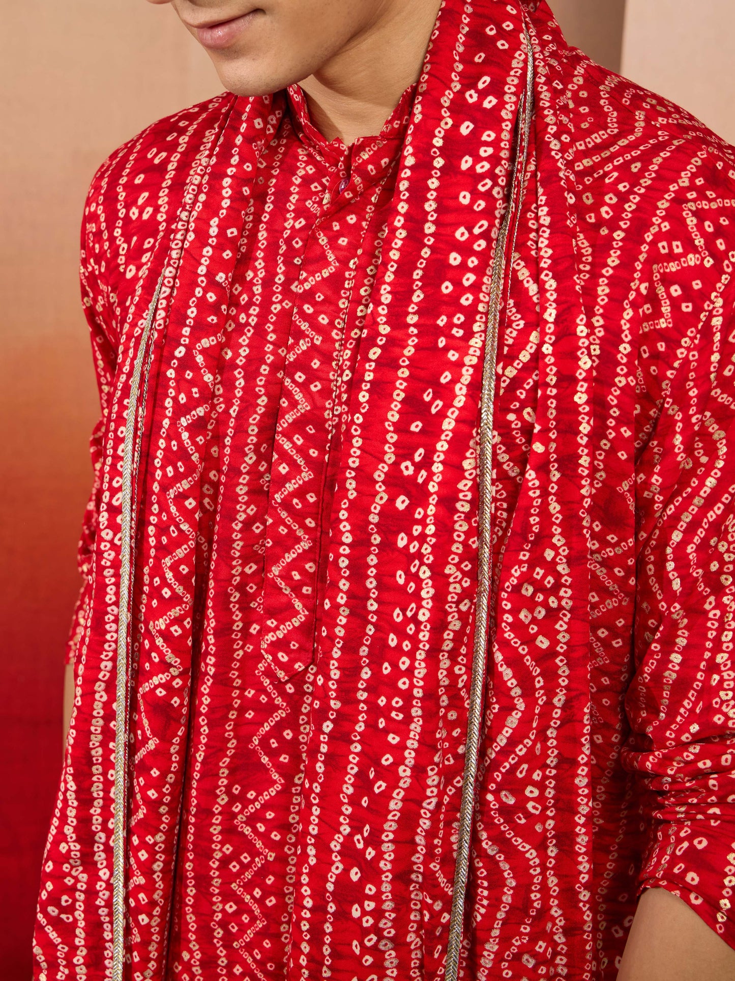 Red Rayon Festival Men's Dupatta