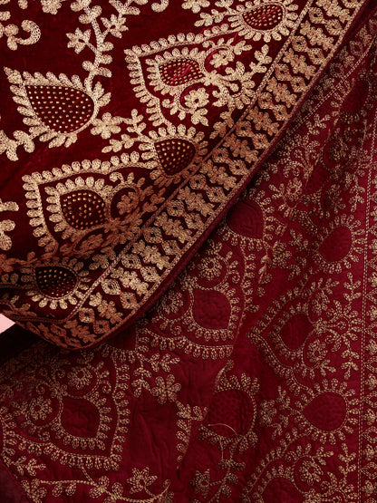Maroon Velvet Festival Men's Dupatta