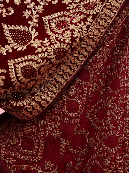 Maroon Velvet Festival Men's Dupatta