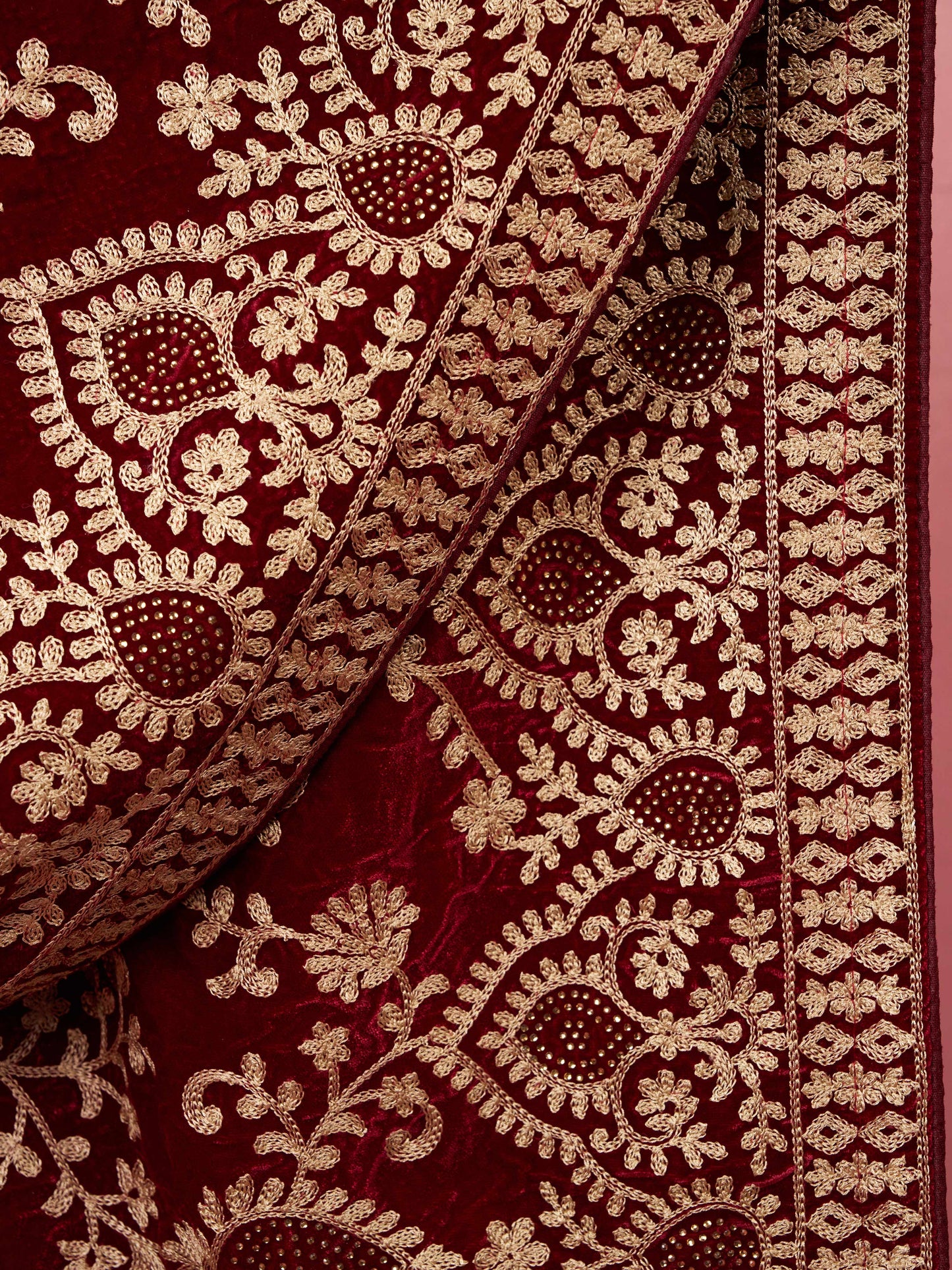 Maroon Velvet Festival Men's Dupatta