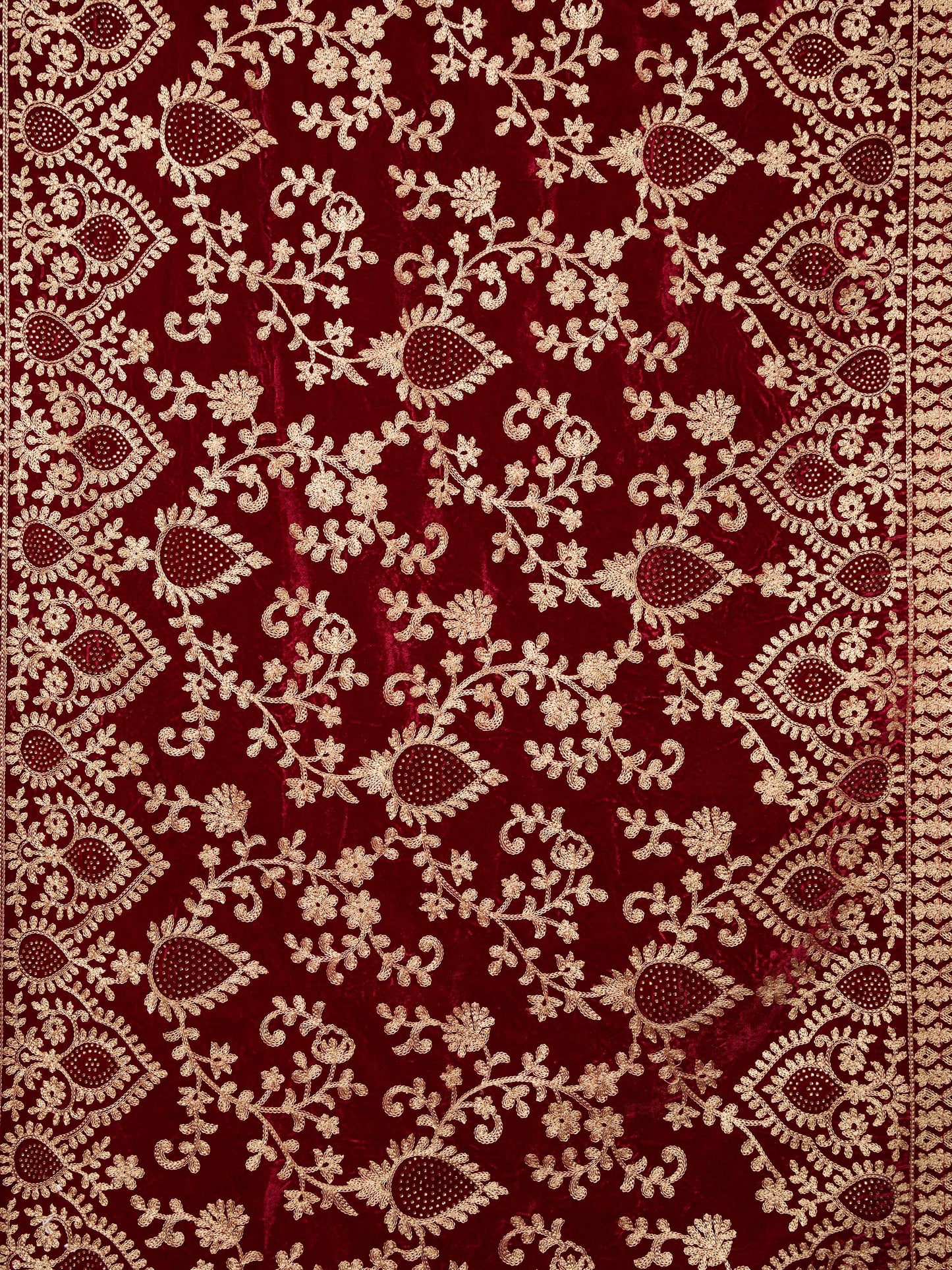 Maroon Velvet Festival Men's Dupatta