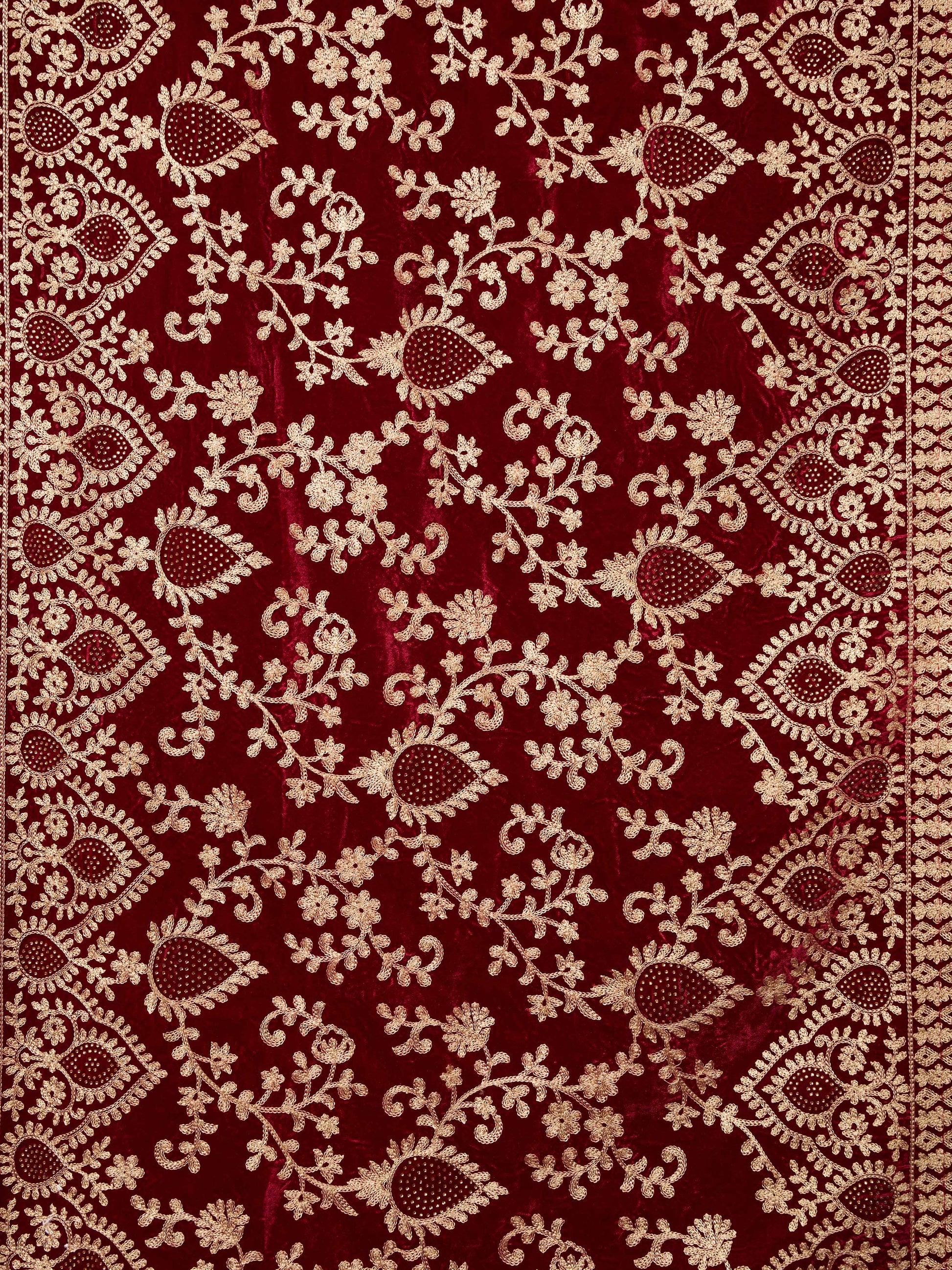 Maroon Velvet Festival Men's Dupatta