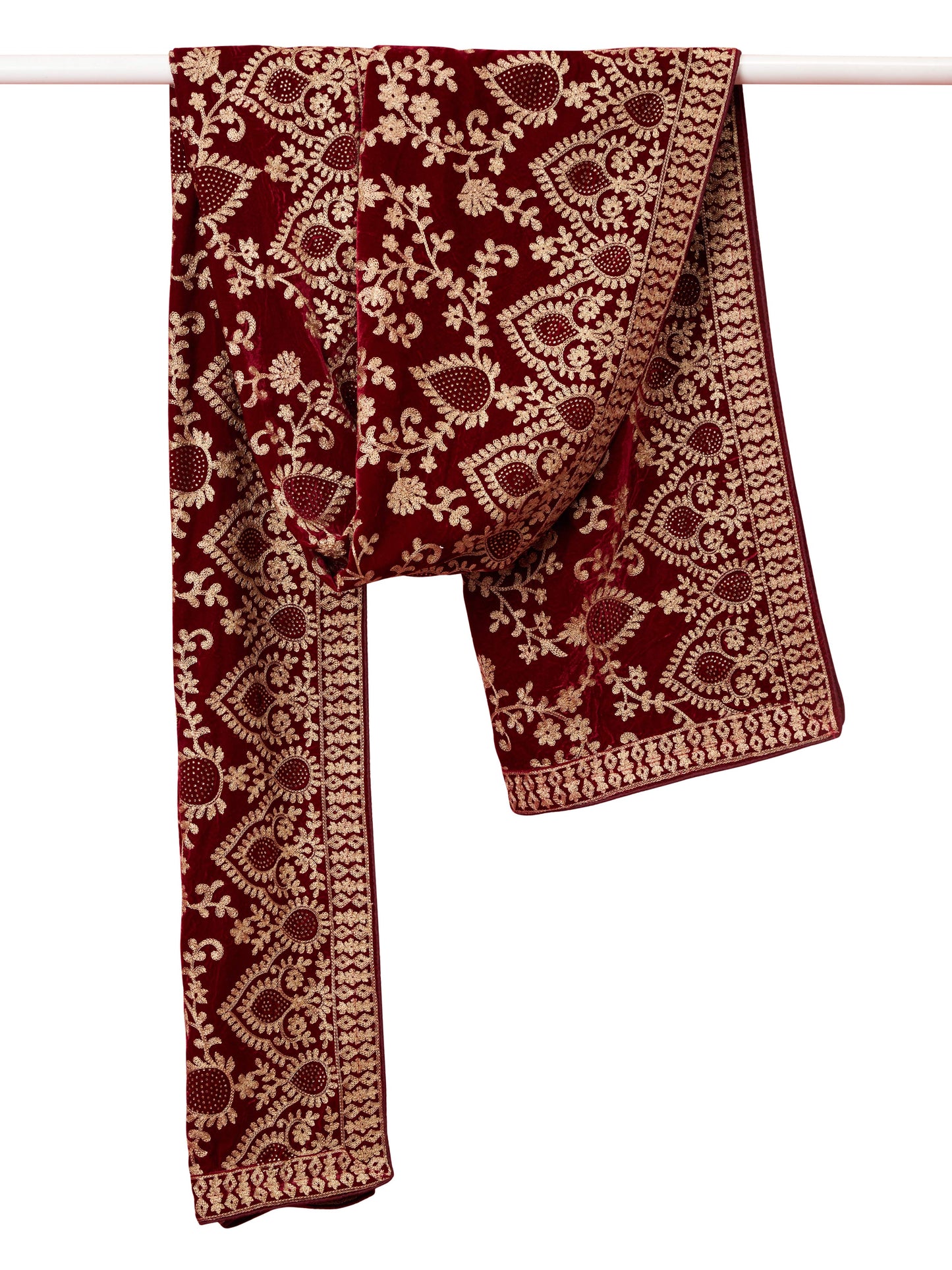 Maroon Velvet Festival Men's Dupatta