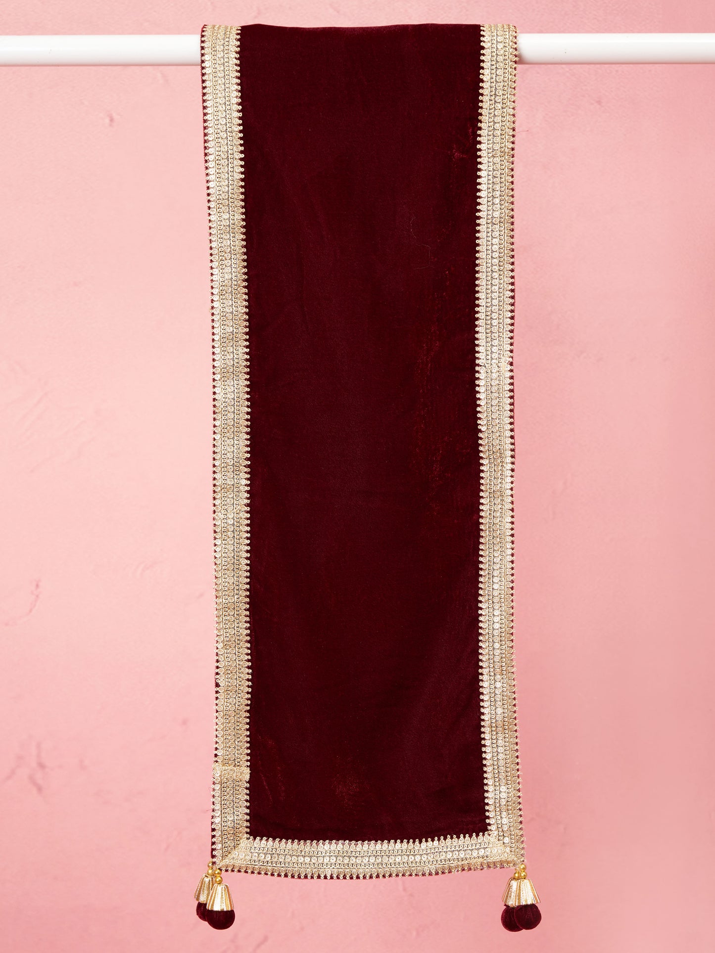 Maroon Velvet Festival Wear Men's Dupatta